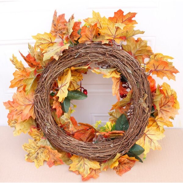Pumpkin and Pinecone Wreath Door and Window Hanging Decoration - Image 4