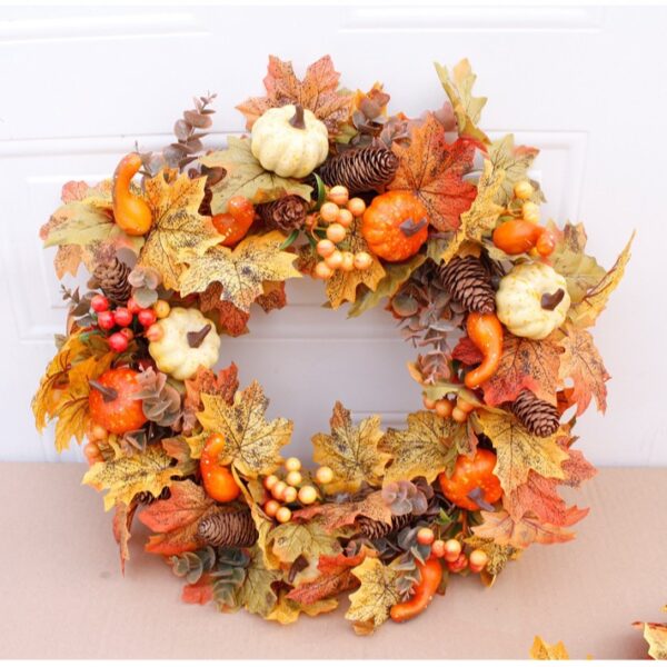 Pumpkin and Pinecone Wreath Door and Window Hanging Decoration - Image 5