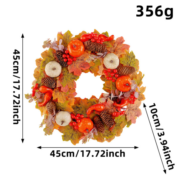 Pumpkin and Pinecone Wreath Door and Window Hanging Decoration - Image 2