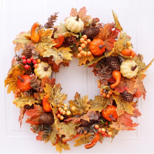 Pumpkin and Pinecone Wreath Door and Window Hanging Decoration - Image 6