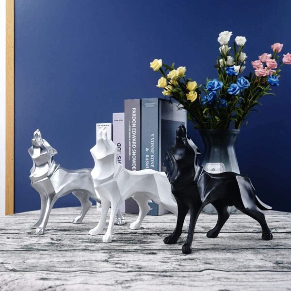 Geometric Resin Wolf Figurine - Image 6