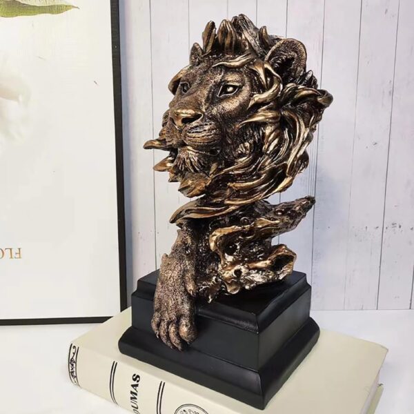 Lion Head Resin Sculpture Figurine - Image 4