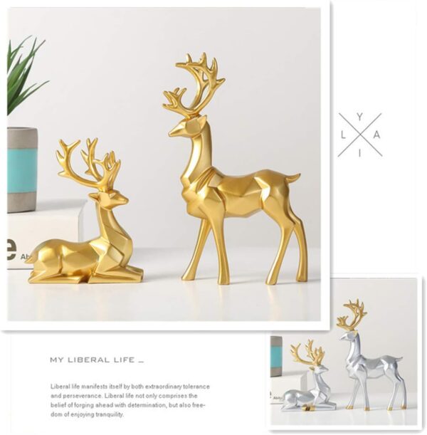 Geometric Deer Couple Resin Figurine - Image 5
