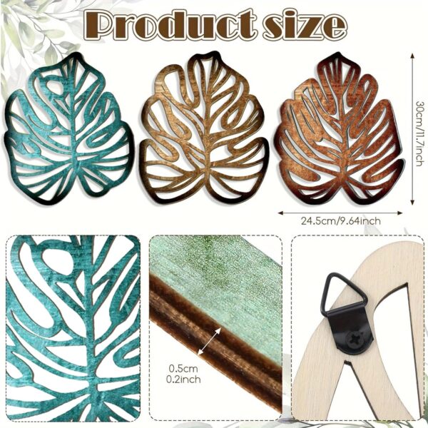 Wooden Palm Leaf Hanging Wall Sculpture - Image 5