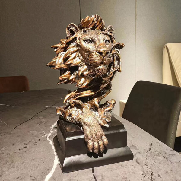 Lion Head Resin Sculpture Figurine - Image 2