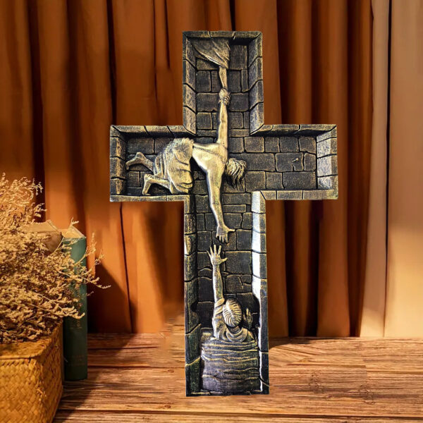 Jesus Saving the Lost Wall Cross Decor - Image 2