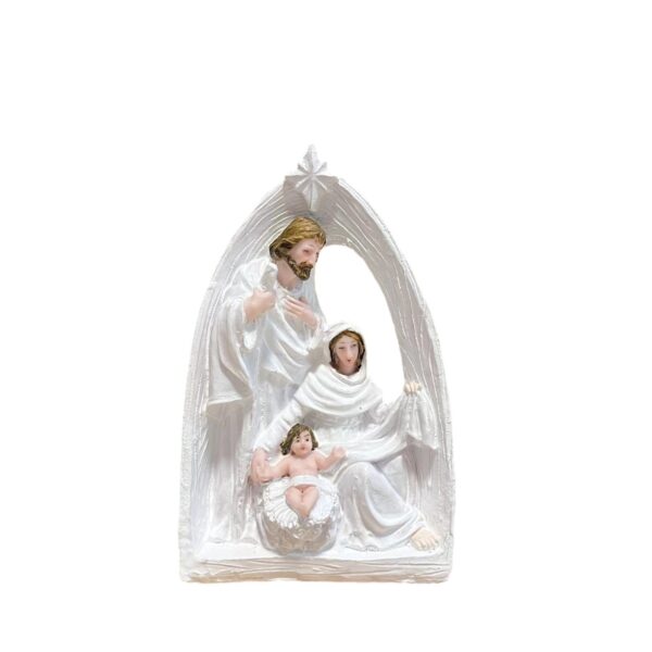 Resin nativity scene featuring Baby Jesus in a manger