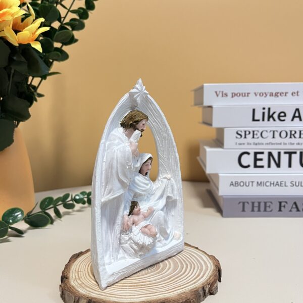 Resin nativity scene featuring Baby Jesus in a manger - Image 3