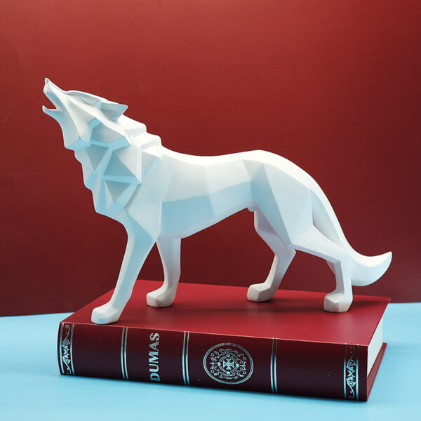 Geometric Resin Wolf Figurine - Image 4