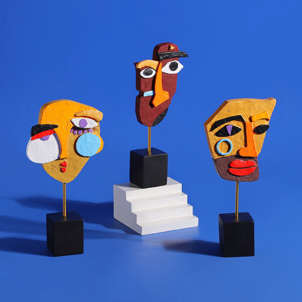 Abstract Twisted Colorful Face Sculpture - Image 3