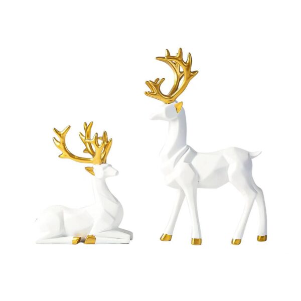 Geometric Deer Couple Resin Figurine