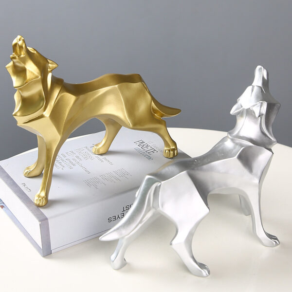 Geometric Resin Wolf Figurine - Image 2