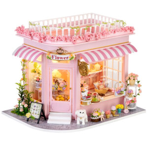 DIY Miniature House Kit – Colorful Flower Shop & Cat Paradise
