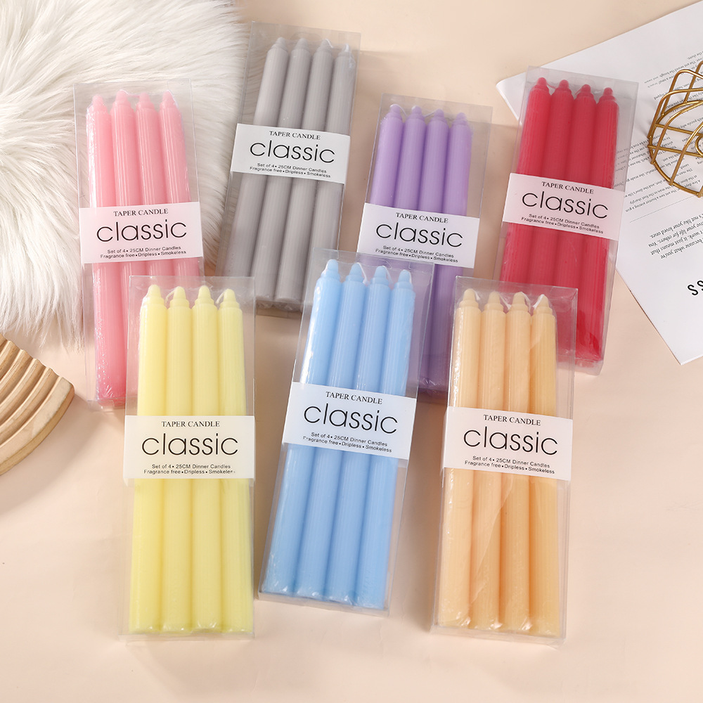 25cm Macaron Tapered Ribbed Candles – Colorful Creative Dinner Candles for Romantic Dining, Western Restaurants & Wedding Decor - Image 5