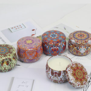 Colorful Tin Can Soy Wax Scented Candle – Creative Ethnic Style Gift Candle for Home Fragrance & Souvenir Collection